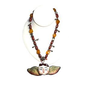 Angel Pendant Necklace Handmade Gift Silver Charm Jewelry Spiritual Boho